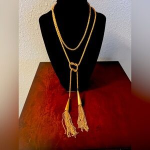 KENDRA SCOTT Phara Rose Gold Rhodium Chunky Tassels Chain Necklace 48.5"